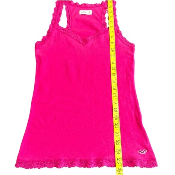 Hollister Y2K Pink Tank Top Lace Trim Coquette Dainty Size L - Picture 5 of 6